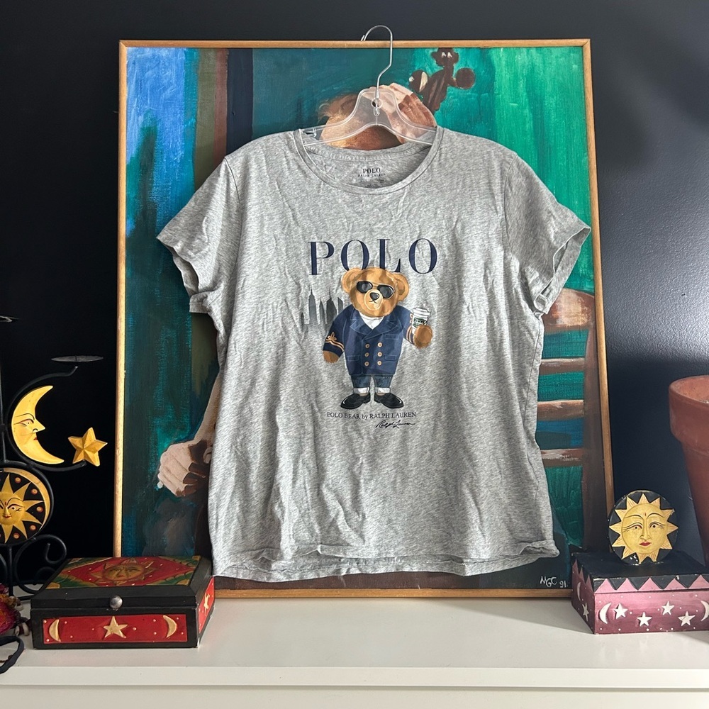 Ralph Lauren polo Bear t shirt Women’s XL Coffee Nautical Captain Jacket Vtg